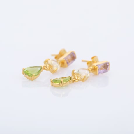 amethyst citrine peridotピアス