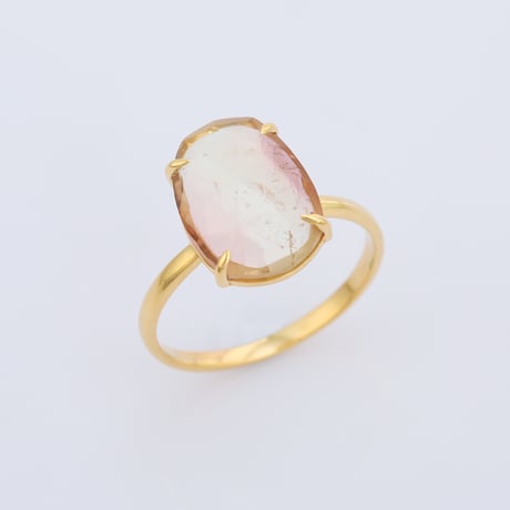 peach color bi color tourmalineリング