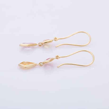 【LIMITED K18】 Orange Pinks and Yellow Sapphireピアス