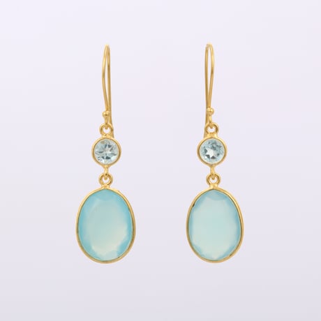 blue topaz aqua chalcedonyピアス
