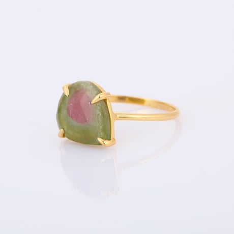 half dome green and pink bi-color tourmalineリング