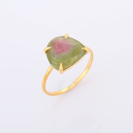 half dome green and pink bi-color tourmalineリング