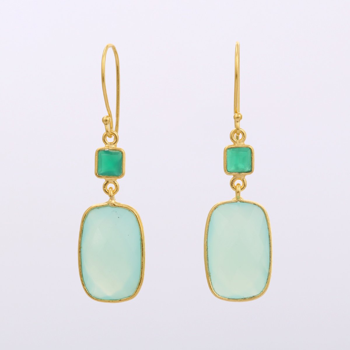 【重ねて愉しむ】グリーンオパールとモスアクア☆天然石チピアス green onyx aqua chalcedonyピアス | MASTANI
