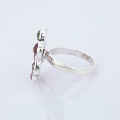 floral motif bicolor tourmaline openリング
