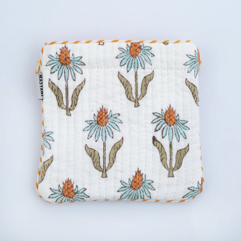 orange blue and green floral巾着ポーチ | MASTANI
