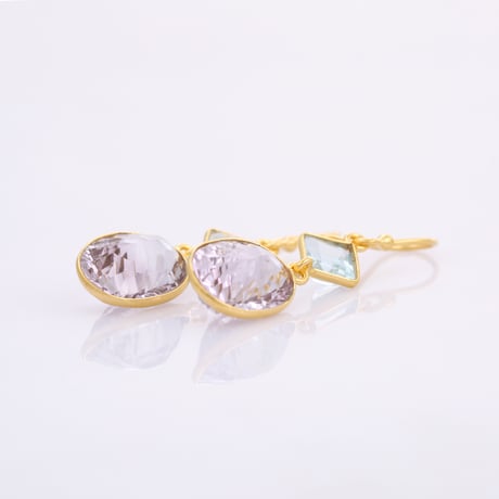 concave cut amethyst blue topazピアス