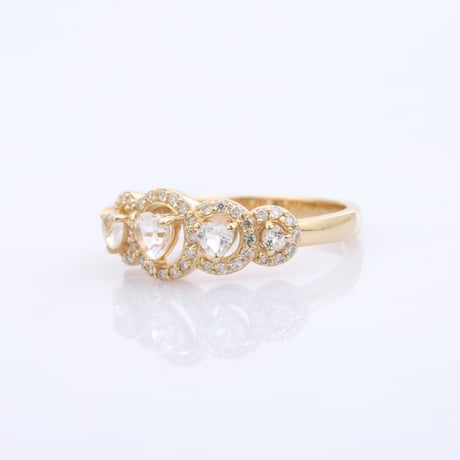 【ARIVERA K18】royal blue moonstone heart with accent diamondsリング