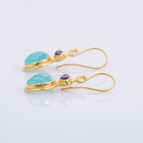 amethyst aqua chalcedonyピアス
