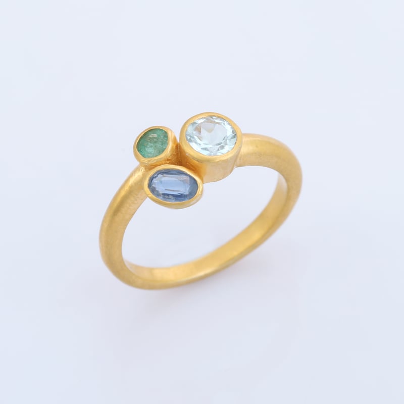 blue topaz emerald kyaniteリング | MASTANI