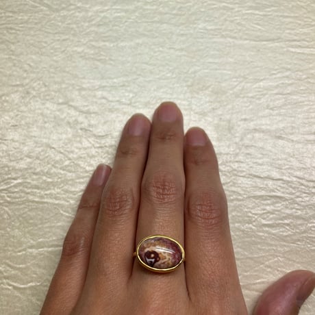 natural reddish brown agateリング
