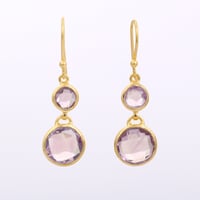 checkered cut circles amethystピアス