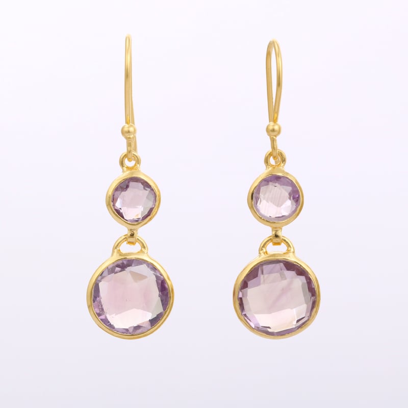 checkered cut circles amethystピアス | MASTANI