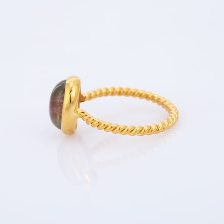watermelon bi-color tourmaline cabochonリング