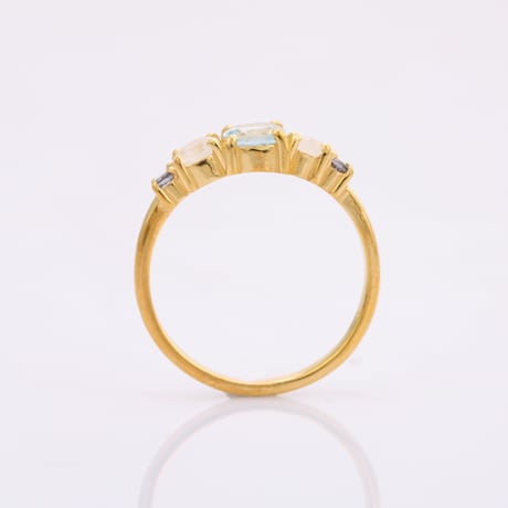 blue topaz moonstone iolite four stoneリング