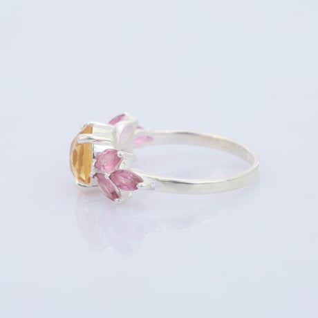 silver citrine tourmalineリング