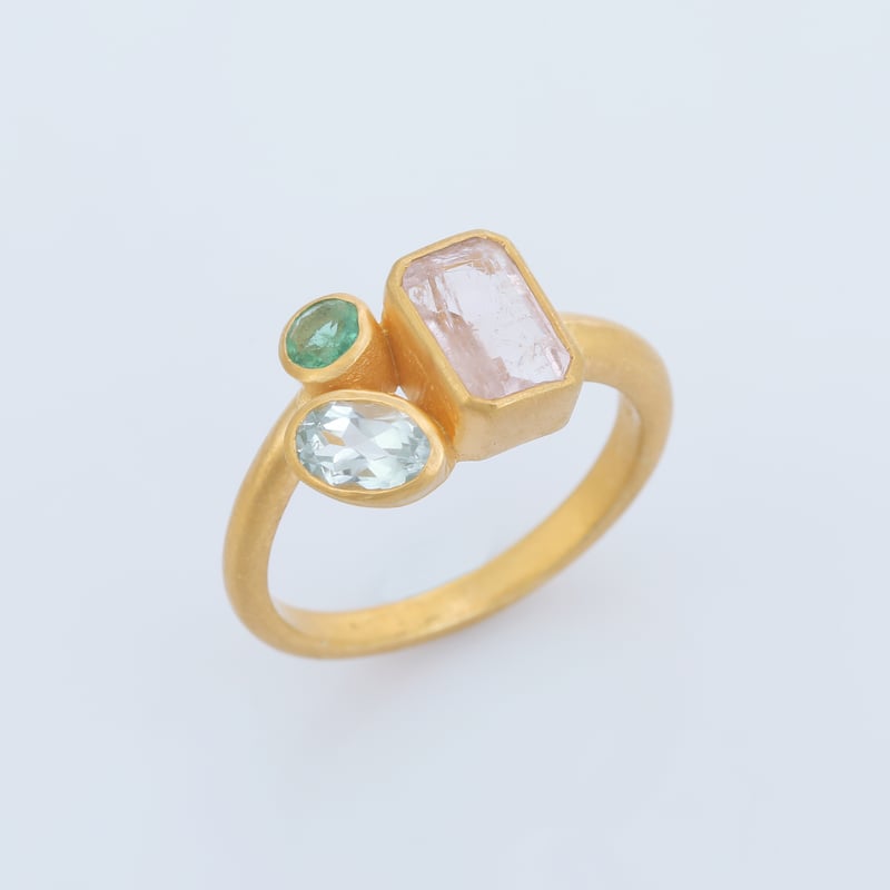 morganite emerald blue topazリング | MASTANI
