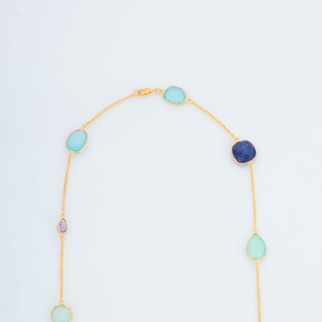 lapis chalcedony amethyst longネックレス