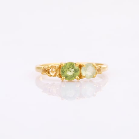 peridot prenite citrine four stoneリング