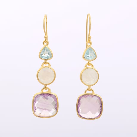 blue topaz moonstone amethystピアス