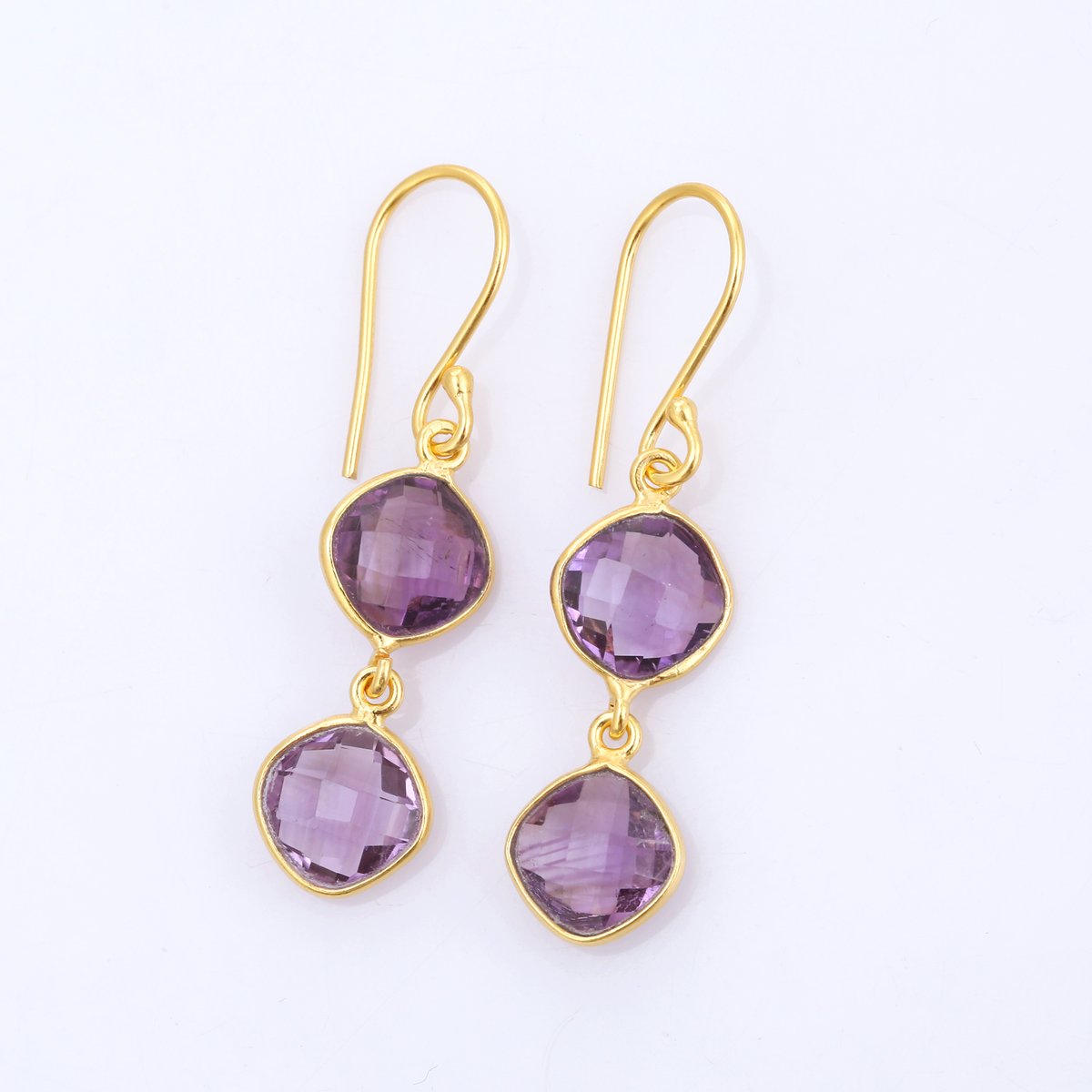 checkered cut circles amethystピアス | MASTANI