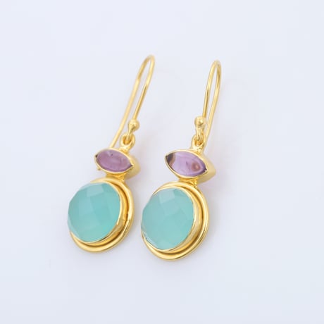 amethyst aqua chalcedonyピアス