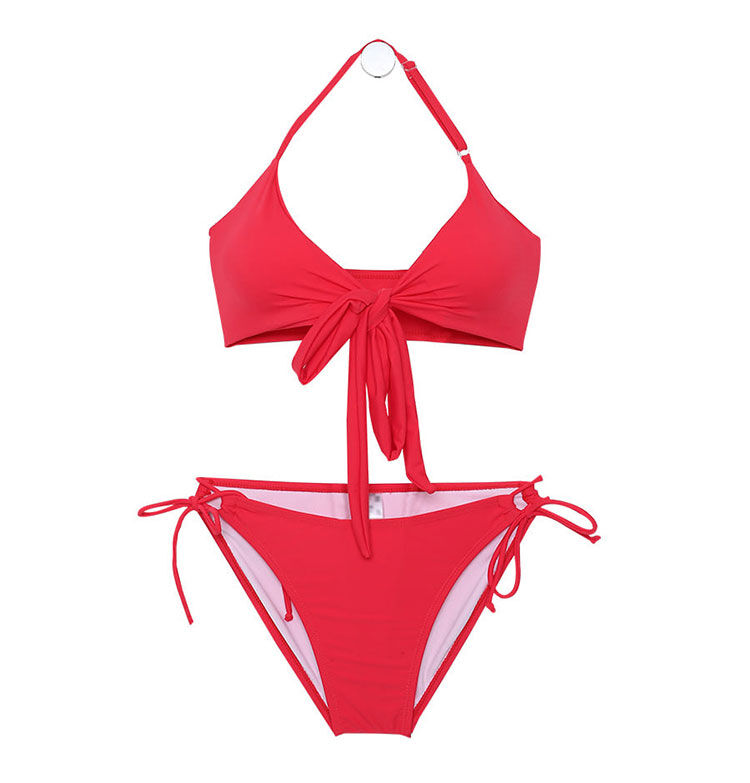 ピンクホルターネックセンターリボンビキニセット 水着 | Marmilagre