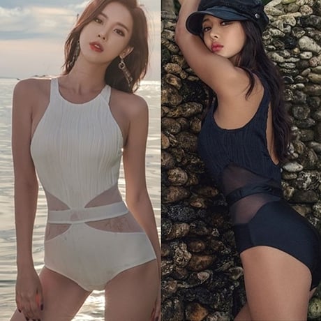 ウエストシースルーモノキニワンピース水着 ビキニ