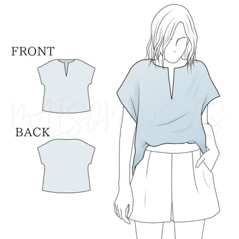 ドロップショルダートップス♡サイズフリー【型紙ダウンロード