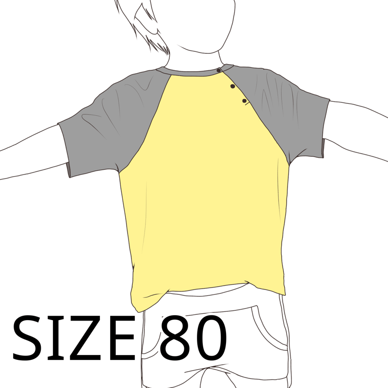半/長袖】ベビー用ラグランスリーブTシャツ♡サイズ 80【型紙
