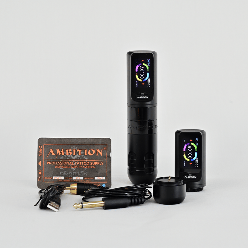 Ambition sehar ワイヤレス/有線プロ仕様のタトゥーペン Ambition Seher Adjustable Stroke Wireless Tattoo Machine Pen