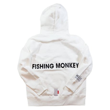 バックロゴフーディー　WHITE フィッシングモンキー/FISHING MONKEY