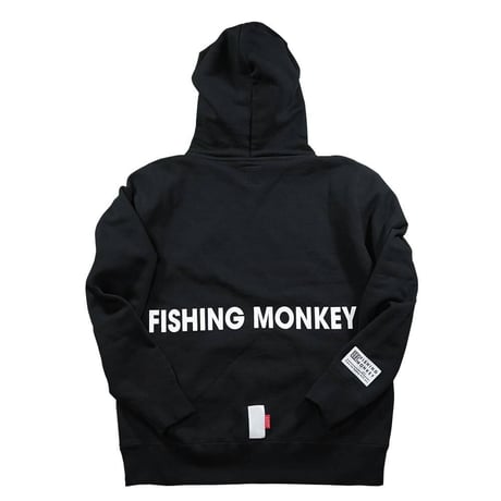 バックロゴフーディー　BLACK フィッシングモンキー/FISHING MONKEY