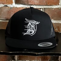 "SUPPORT OUR DOWNSHIFTERS" BLK CAP　WHITE刺繍