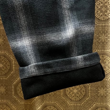 BLUCO(ブルコ)  157-41-044 OMBRE CHECK WARM EASY PANTS BLACK