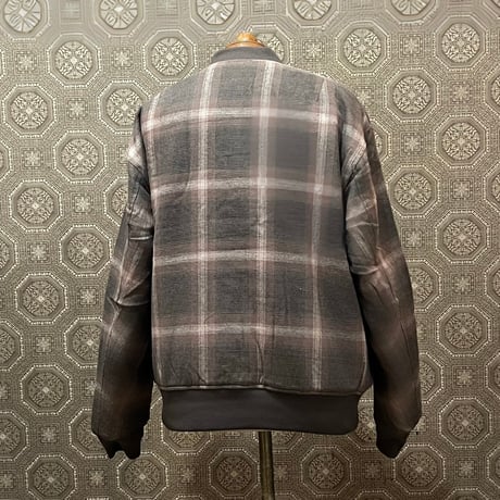 BLUCO(ブルコ) 157-31-039 OMBRE CHECK BOMBER JACKET BROWN