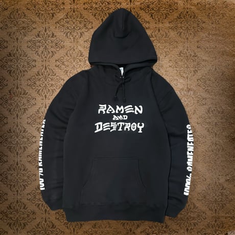 RAMEN&DESTROY® ラーメン＆デストロイ Original Hoodie  (BLACK)  ②