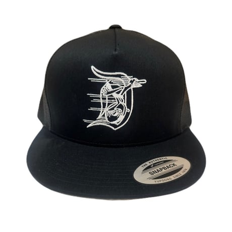"SUPPORT OUR DOWNSHIFTERS" BLK CAP　WHITE刺繍