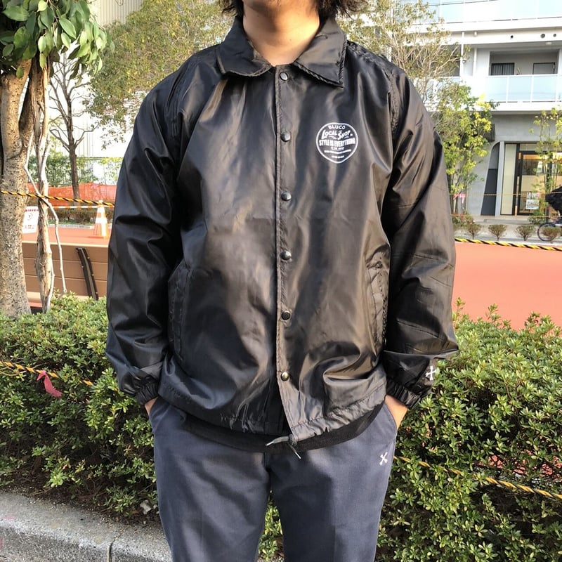 LOCALSHOP×BLUCOブルコ コラボNYLON COACH JACKET ブラック | LOCALSHOP×BLUCOブルコ コラボNYLON COACH JACKET ブラック |