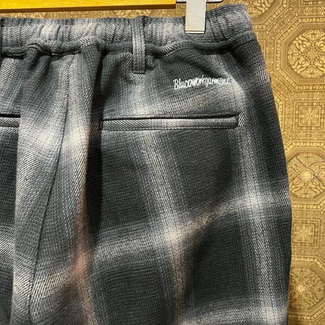 BLUCO(ブルコ)  157-41-044 OMBRE CHECK WARM EASY PANTS BLACK