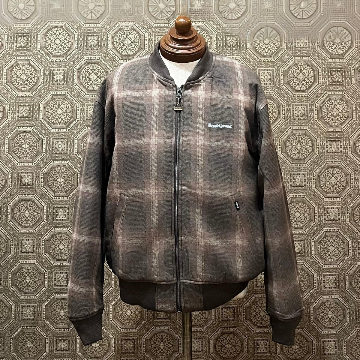 ブルコ　OMBRE CHECK BOMBER JACKET ブラウン　L OMBRE CHECK BOMBER JACKET – BLUCO. INC
