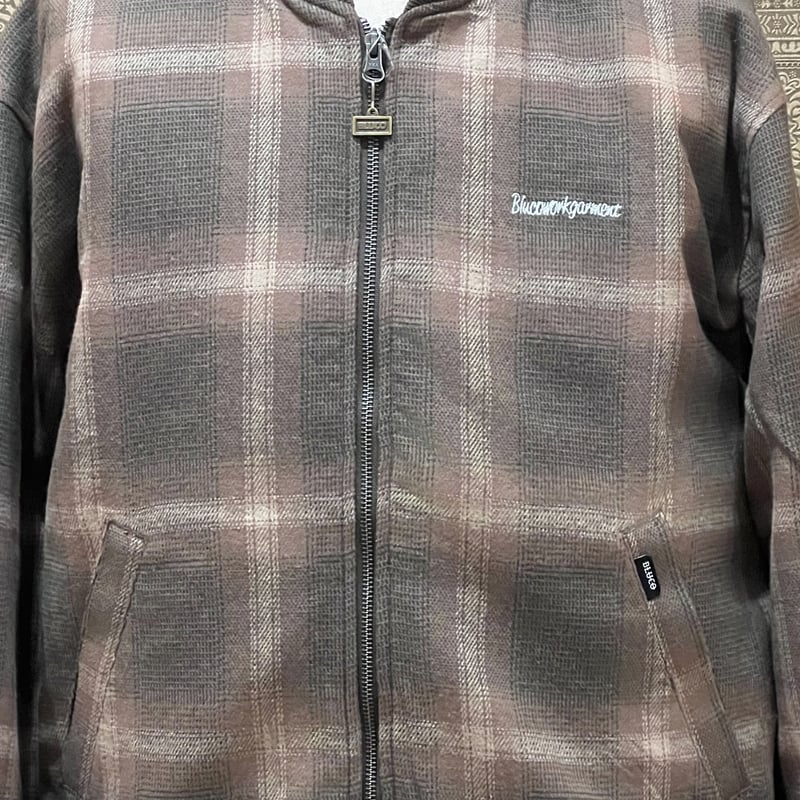 ブルコ　OMBRE CHECK BOMBER JACKET ブラウン　L OMBRE CHECK BOMBER JACKET – BLUCO. INC