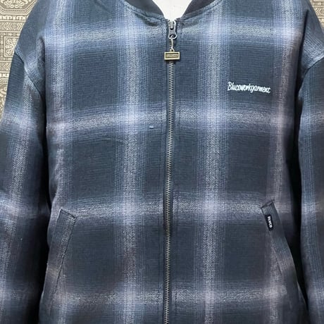 BLUCO(ブルコ) 157-31-039 OMBRE CHECK BOMBER JACKET BLACK