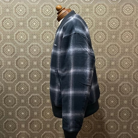 BLUCO(ブルコ) 157-31-039 OMBRE CHECK BOMBER JACKET BLACK