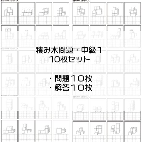 積み木問題【中級１】１０枚セット