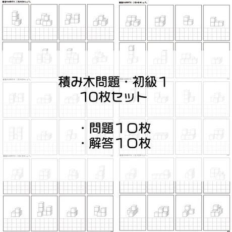 積み木問題【初級１】１０枚セット