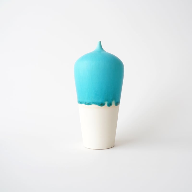 和田山真央　飾り花器 和田山真央 飾り花器 33/ 和田山真央・飾り花器 (藍流しトルコブルー) L