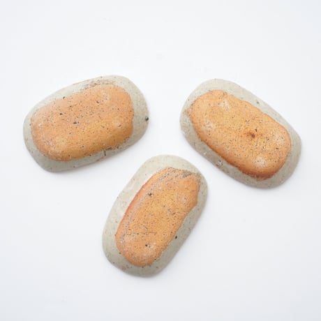 十場あすか・楕円豆皿・グレー