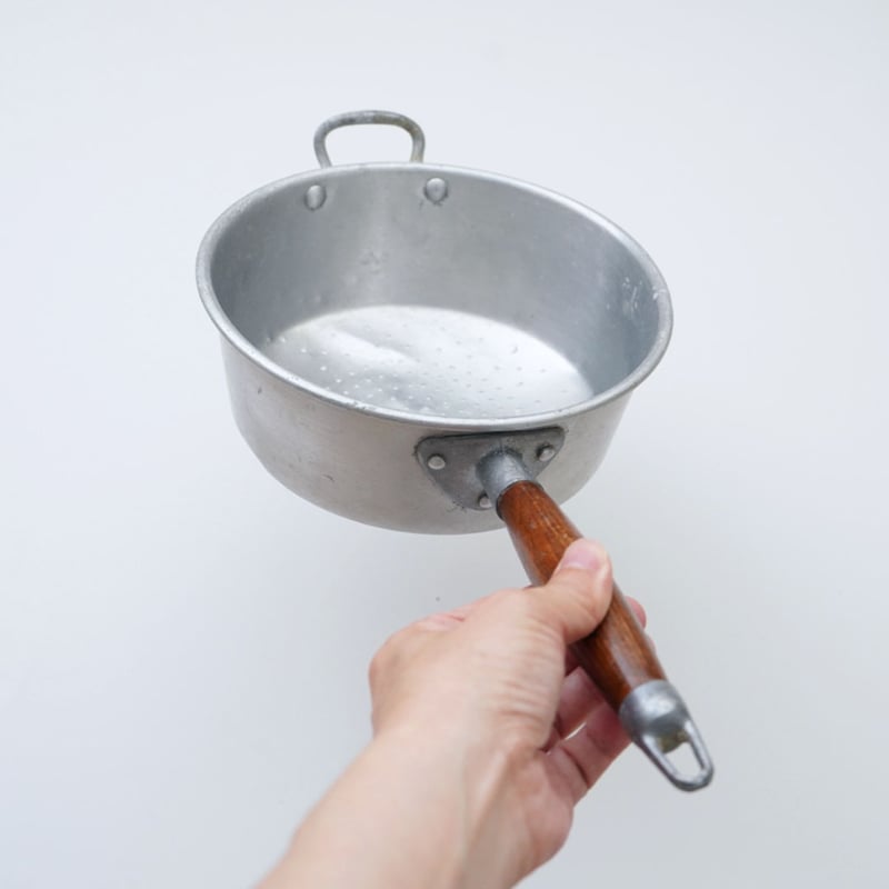 フランス BROCANTE ホーロー水切りコランダー 片手鍋 水色マーブル フランス BROCANTE ホーロー水切りコランダー 片手鍋 水色マーブル