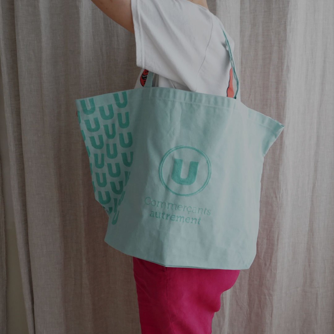 フランスのスーパーのエコバッグ/ブルー(エメラルドグリーン) | 黄魚