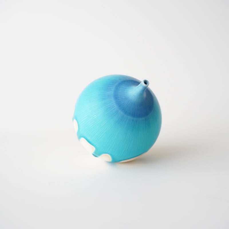 和田山真央・飾り花器 (藍流しトルコブルー) Mサイズ | 黄魚オンライン